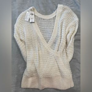 Abercrombie white 2 way sweater, NWT